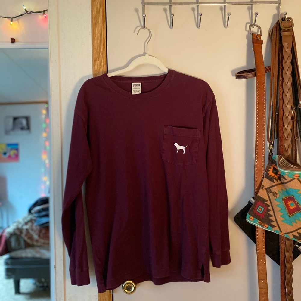 Burgundy PINK Long Sleeve T-shirt
